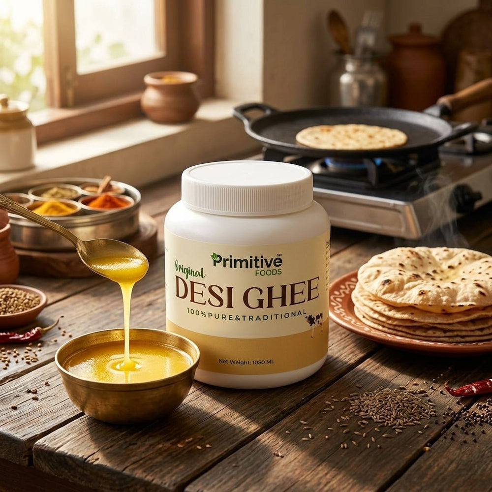 Desi ghee jar served with rotis