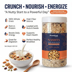 PrimitiveFoods Nashta Oats with Nuts 600gm jar