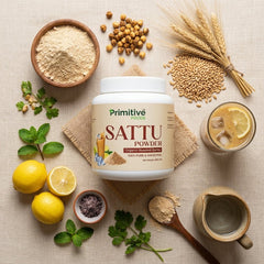 Sattu powder jar with natural ingredients